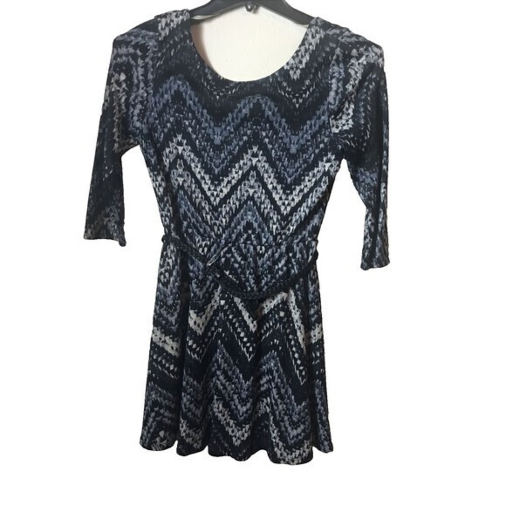 Lily‎ Rose Junior's Blue and Gray Dress with Chevron Pattern Size Medium